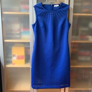 Calvin Klein Perforated Cobalt Sheath Dress